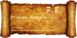 Prokopp Barbara névjegykártya